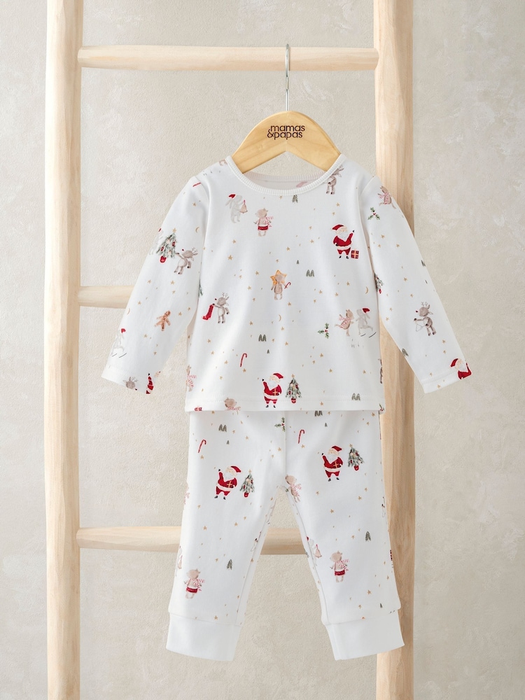 Mamas & Papas Night Before Christmas White Pyjamas - Image 1 of 6