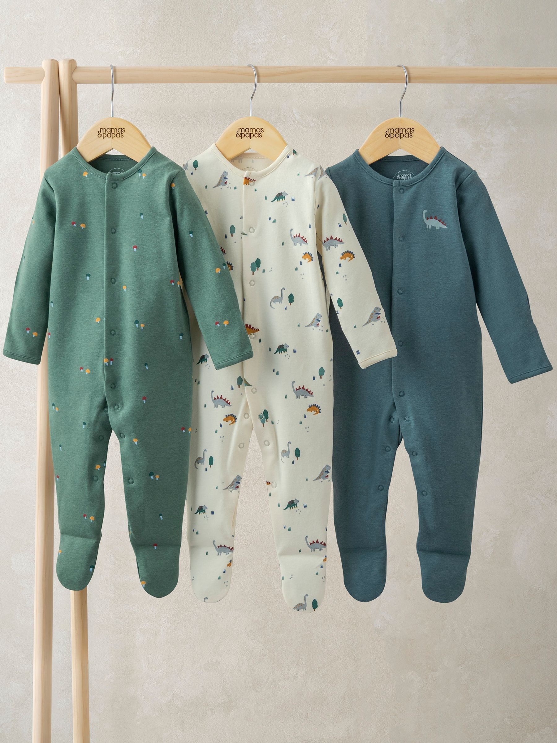 Mamas & Papas Blue Farmyard Sleepsuits Pack Of 3 view 1