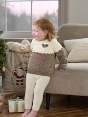 Mamas & Papas My Little Pudding Christmas Brown Jumper - Image 1 of 8