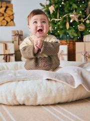 Mamas & Papas My Little Pudding Christmas Brown Jumper - Image 3 of 8