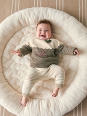 Mamas & Papas My Little Pudding Christmas Brown Jumper - Image 4 of 8