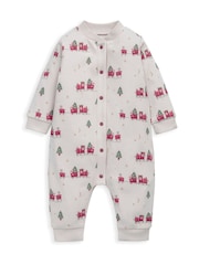Mamas & Papas Train Print Christmas Cream Romper - Image 2 of 2