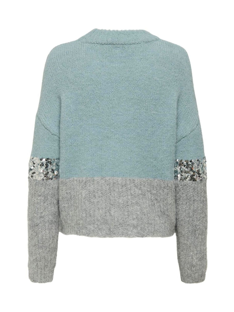 ONLY Grey Sequin Colour Block Cosy Jumper - Image 7 of 7 ONLY Grey Sequin Colour Block Cosy Jumper - Image 7 of 7