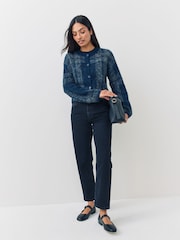ONLY Blue Cosy Button Through Checked Cardigan - Image 3 of 7