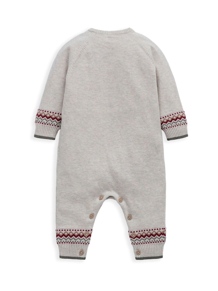 Mamas & Papas Cream Christmas Train Knitted Romper - Image 2 of 3 Mamas & Papas Cream Christmas Train Knitted Romper - Image 2 of 3