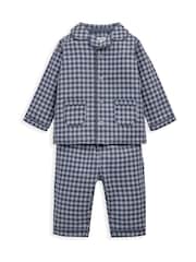Mamas & Papas Blue Woven Collar Gingham Pyjamas - Image 2 of 4