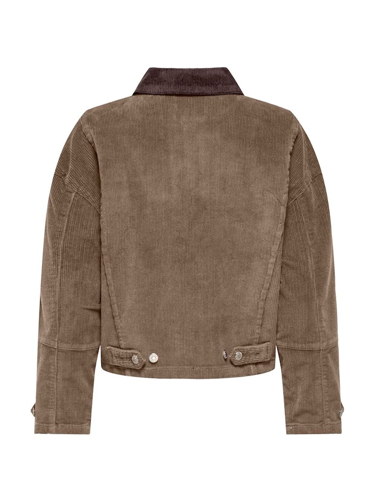 ONLY Brown Corduroy Zip Up Barn Jacket - Image 2 of 2