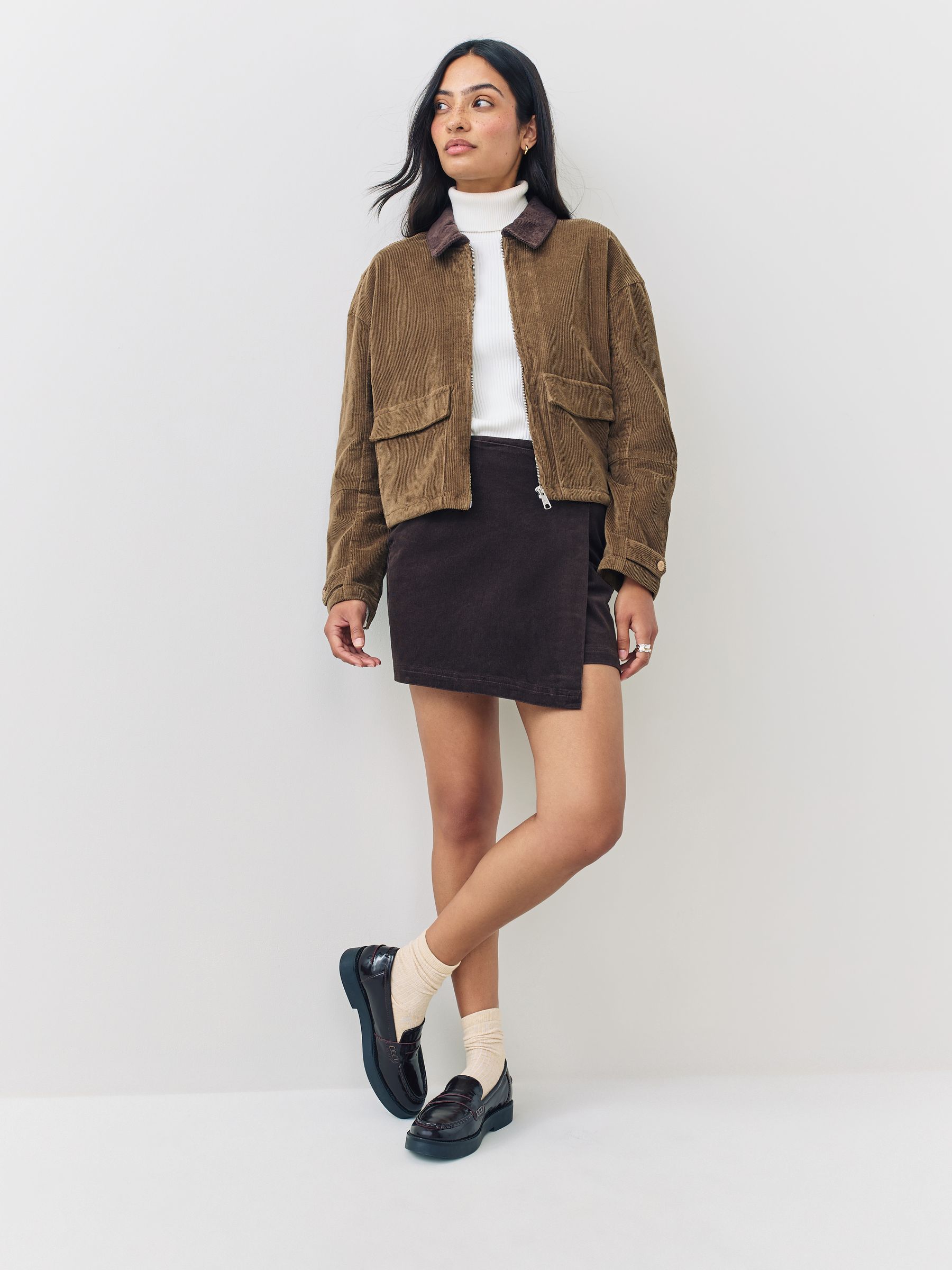 Buy ONLY Brown Corduroy Zip Up Barn Jacket from Next USA