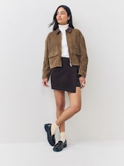 ONLY Brown Corduroy Zip Up Barn Jacket - Image 3 of 7