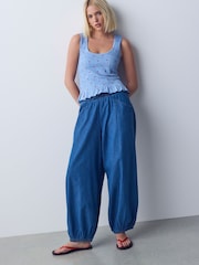 Blue Shirred Modal Scoop Neck Vest - Image 3 of 8