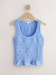 Blue Shirred Modal Scoop Neck Vest - Image 6 of 8