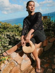 Black Crochet Long Sleeve Top - Image 2 of 3