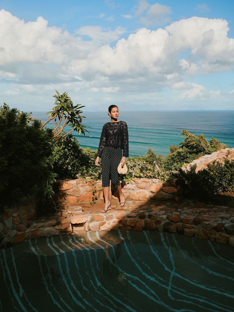 Black Crochet Long Sleeve Top - Image 3 of 3