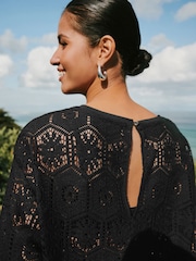 Black Crochet Long Sleeve Top - Image 5 of 8