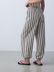 أسود/بيج فاتح مقلم - Knitlook Barrel Leg Trousers - Image 3 of 7