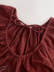 Rust Broderie Short Sleeve Crew Neck Top - Image 3 of 3