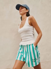 White Shirred Modal Scoop Neck Vest - Image 1 of 3