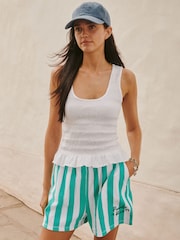 White Shirred Modal Scoop Neck Vest - Image 2 of 3
