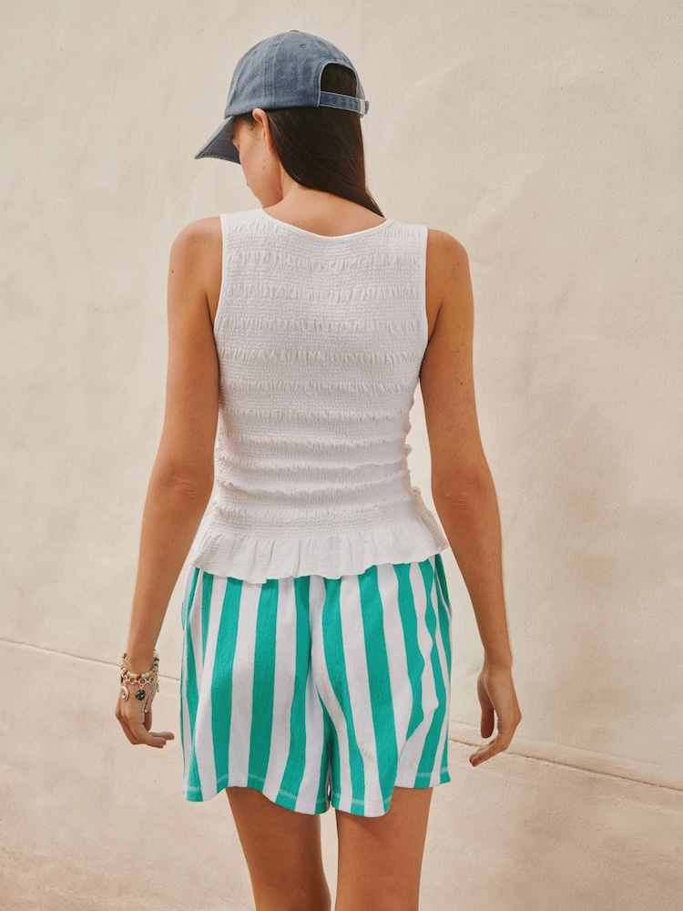 White Shirred Modal Scoop Neck Vest - Image 3 of 3 White Shirred Modal Scoop Neck Vest - Image 3 of 3