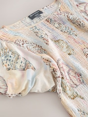 National Trust Pink Shell Print Shirred Short Sleeve T-Shirt - Image 10 of 10