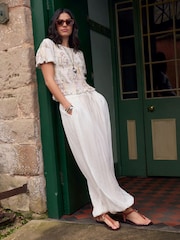 National Trust Pink Shell Print Shirred Short Sleeve T-Shirt - Image 4 of 10