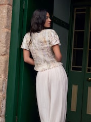 National Trust Pink Shell Print Shirred Short Sleeve T-Shirt - Image 6 of 10