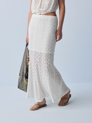 Ecru Lace Maxi Skirt - Image 1 of 8
