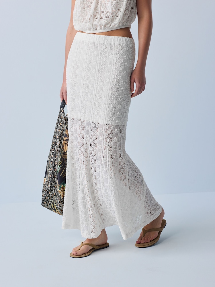 Ecru Lace Maxi Skirt - Image 1 of 8
