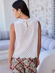 écru - Haut sans manches en maille perlée - Image 3 de 7