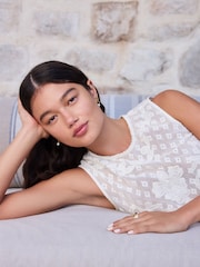 écru - Haut sans manches en maille perlée - Image 4 de 7