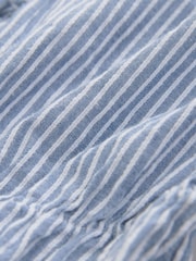 Blue/White Stripe Tie Front Short Sleeve Blouse - Image 2 of 3