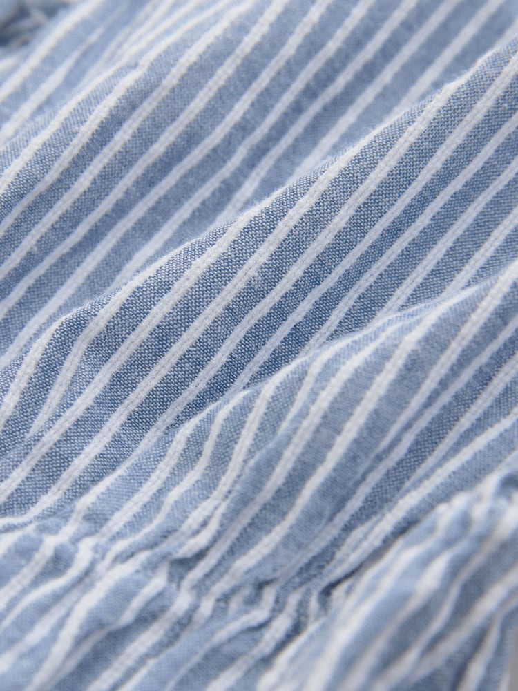 Blue/White Stripe Tie Front Short Sleeve Blouse - Image 2 of 3