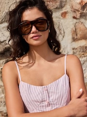 Pink/White Stripe Peplum Hem Cami Top - Image 5 of 8