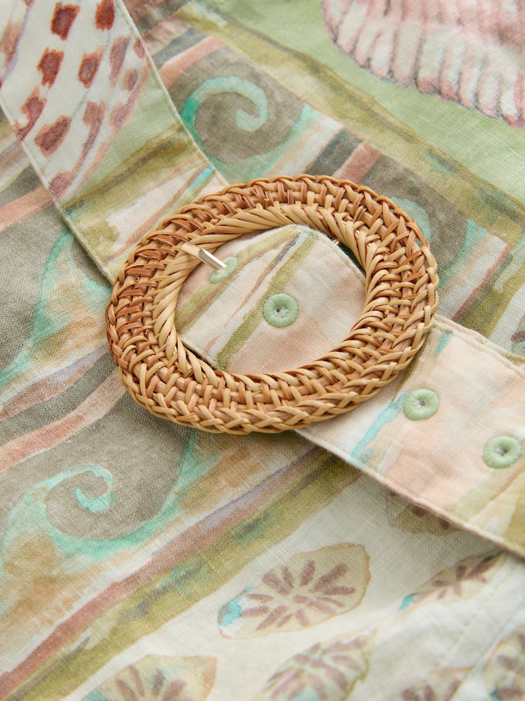 Green/Pink Shell Patchwork Print N. Premium Bandeau Top With Linen - Image 8 of 8