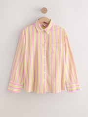 Pink/Yellow/White Stripe Relaxed Long Sleeve Shirt With Linen - Image 5 of 7