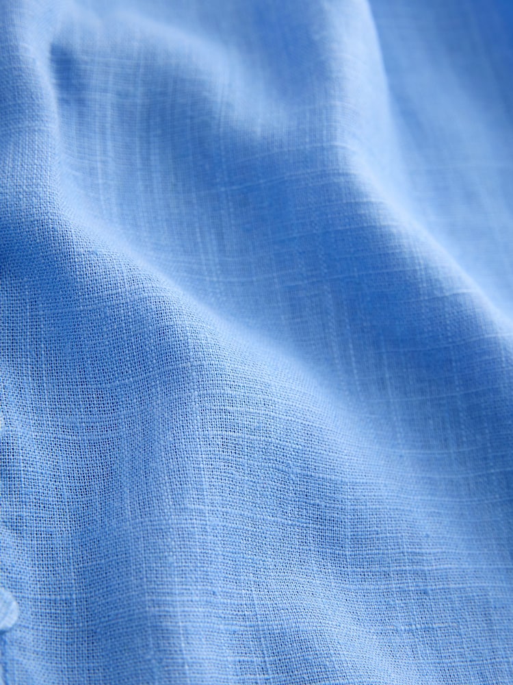 Two Pack Pastel Blue/ Ecru Floral - بلوزة بأكمام منفوخة وأزرار أمامية من الكتان - صورة 9 من 9