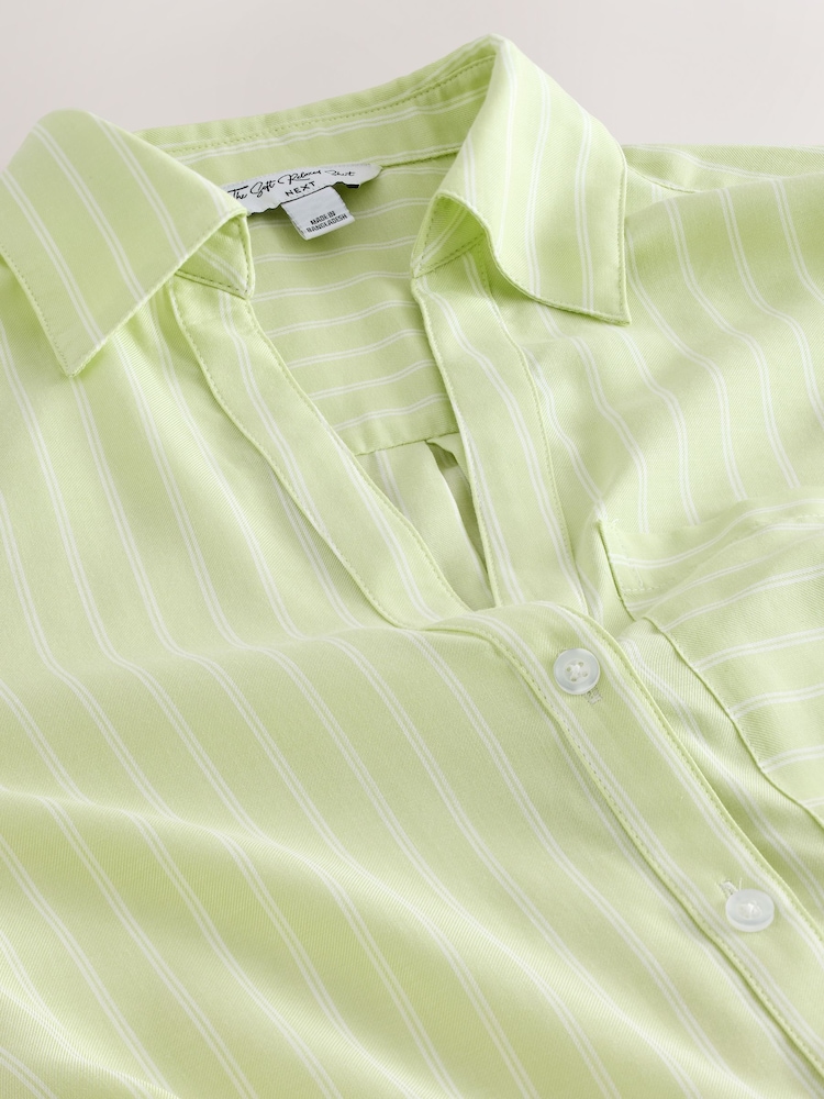 Green/White Stripe Soft Relaxed Long Sleeve Shirt - Image 7 of 7 Green/White Stripe Soft Relaxed Long Sleeve Shirt - Image 7 of 7