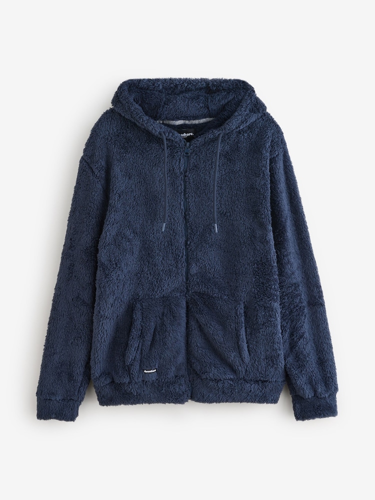 Threadbare Blue Borg Zip-Through Lounge Hoodie - Image 5 of 5