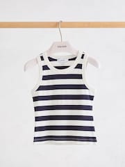 Reiss Navy/Ivory Violet Stretch-Cotton Stripe Ribbed Vest - Image 3 of 3