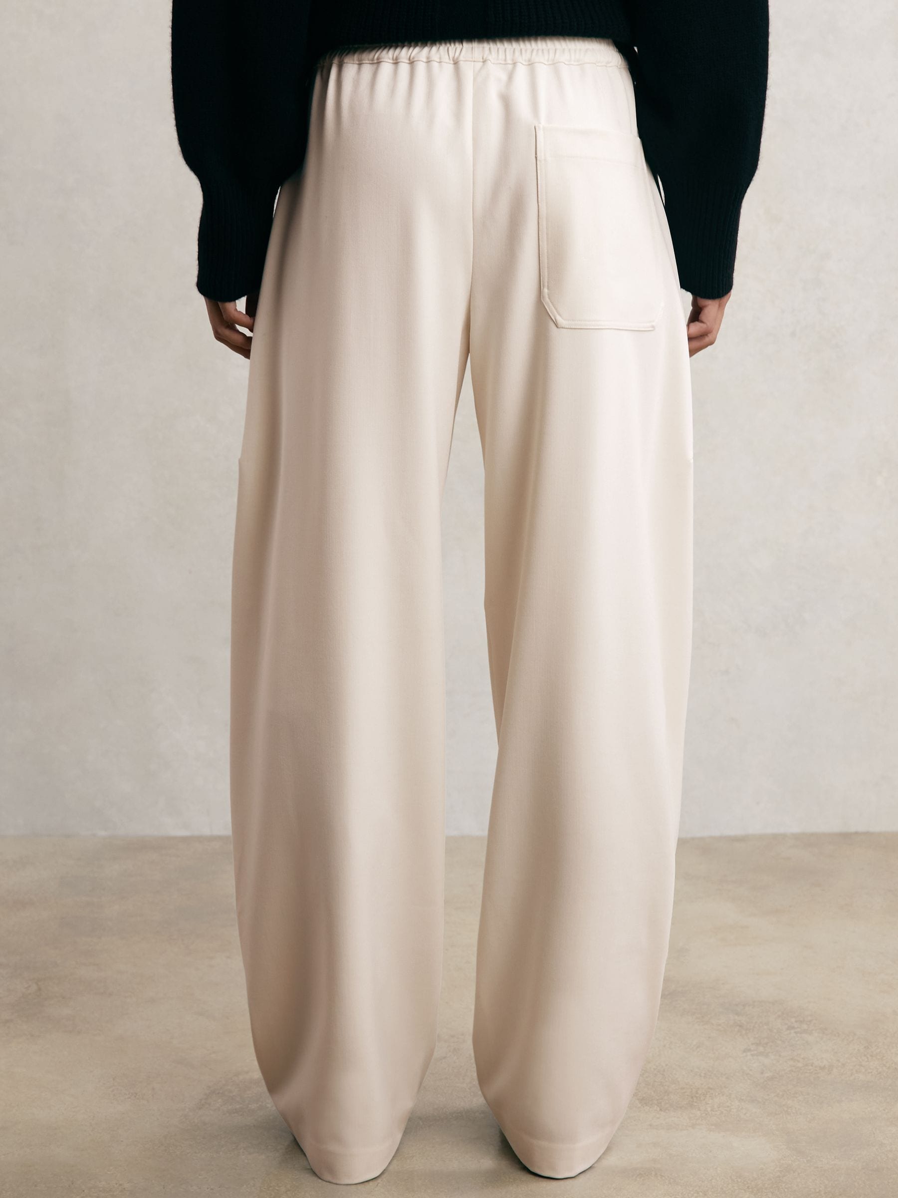 Buy Reiss Cream Elle Petite Barrel-Leg Side-Stripe Trousers from