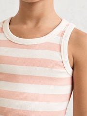 Reiss Pink/Ivory Violet 3-9 yrs Stretch-Cotton Ribbed Vest - Image 4 of 5