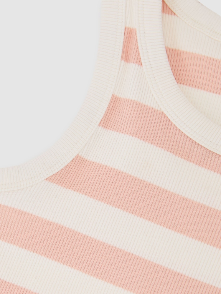 Reiss Pink/Ivory Violet 3-9 yrs Stretch-Cotton Ribbed Vest - Image 5 of 5 Reiss Pink/Ivory Violet 3-9 yrs Stretch-Cotton Ribbed Vest - Image 5 of 5