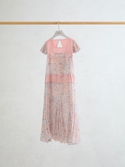 Reiss Pink Natasha Floral-Print Pleated Jumpsuit - Image 1 of 3