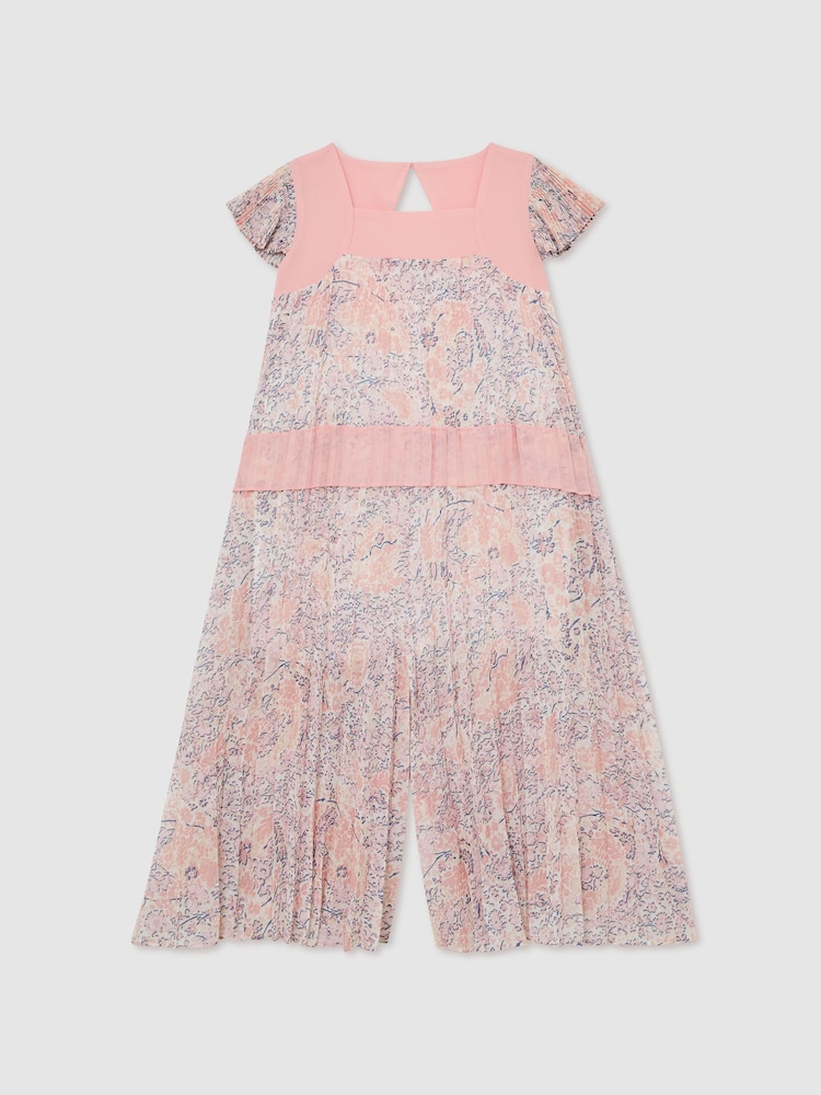 Reiss Pink Natasha Floral-Print Pleated Jumpsuit - Image 2 of 3