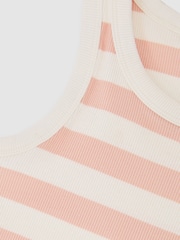 Reiss Pink/Ivory Violet Stretch-Cotton Stripe Ribbed Vest - Image 5 of 5