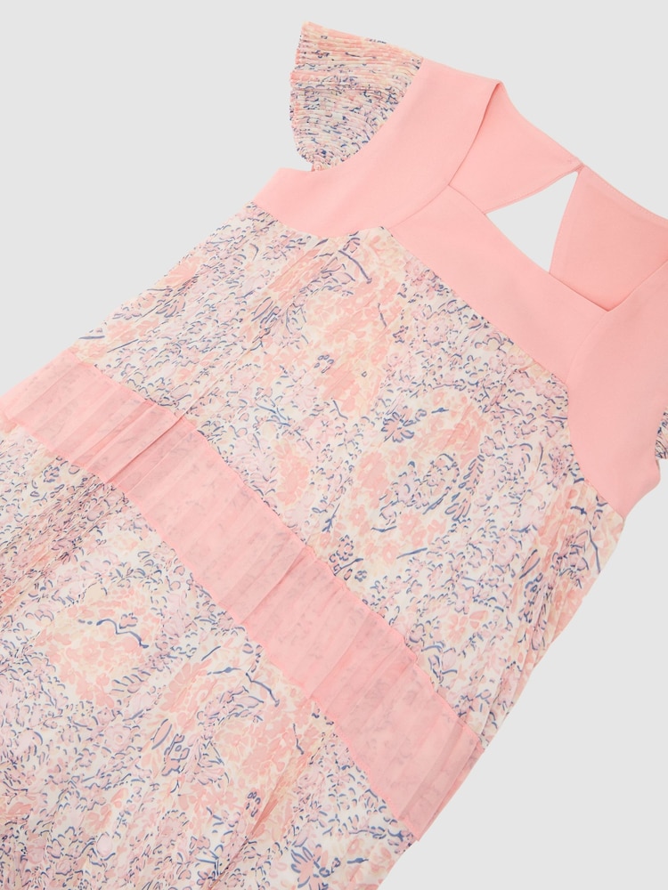 Reiss Pink Natasha Floral-Print Pleated Jumpsuit - Image 3 of 3 Reiss Pink Natasha Floral-Print Pleated Jumpsuit - Image 3 of 3