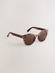 Tortoiseshell Brown Round Sunglasses - Image 2 of 4