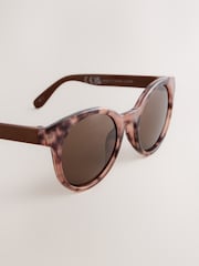 Tortoiseshell Brown Round Sunglasses - Image 3 of 4