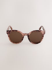 Tortoiseshell Brown Round Sunglasses - Image 4 of 4