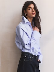 BHOEM Blue Oxford Cotton Shirt With Embroidery Detail - Image 2 of 5